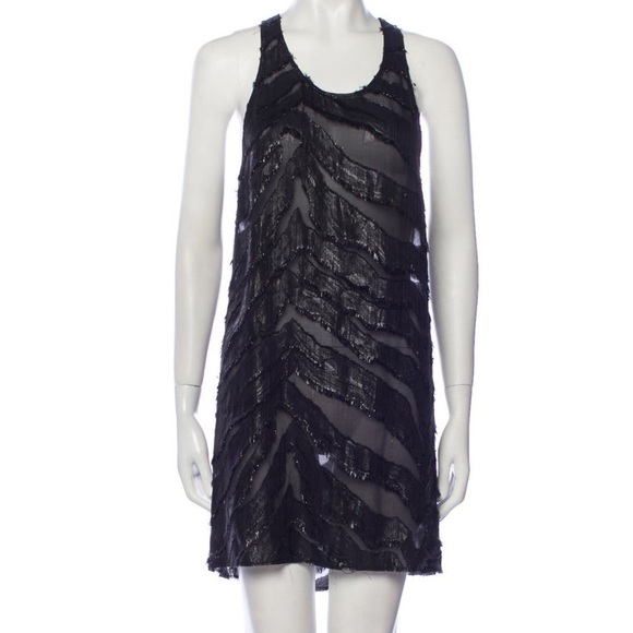 IRO,Orelie.Bergdorf Goodman,Shimmer, Fringed,Chiffon Dress,Excellent Condition,4 - Picture 4 of 13